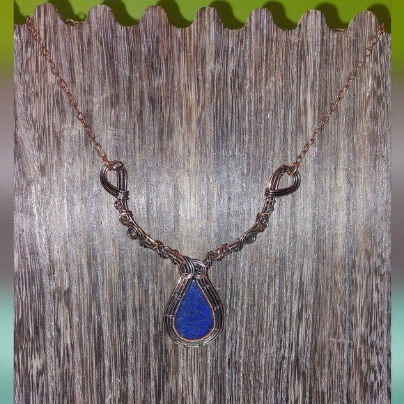 Lapis Lazuli Wire Wrapped Statement Necklace - Picture 2 of 5